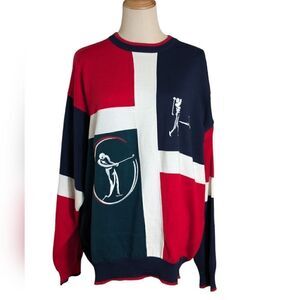 Cotton Traders Vintage Red White and Blue Golf Sweater
